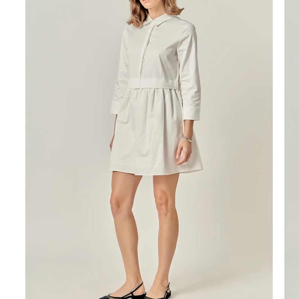 Cotton Poplin Mini Shirt Dress XS